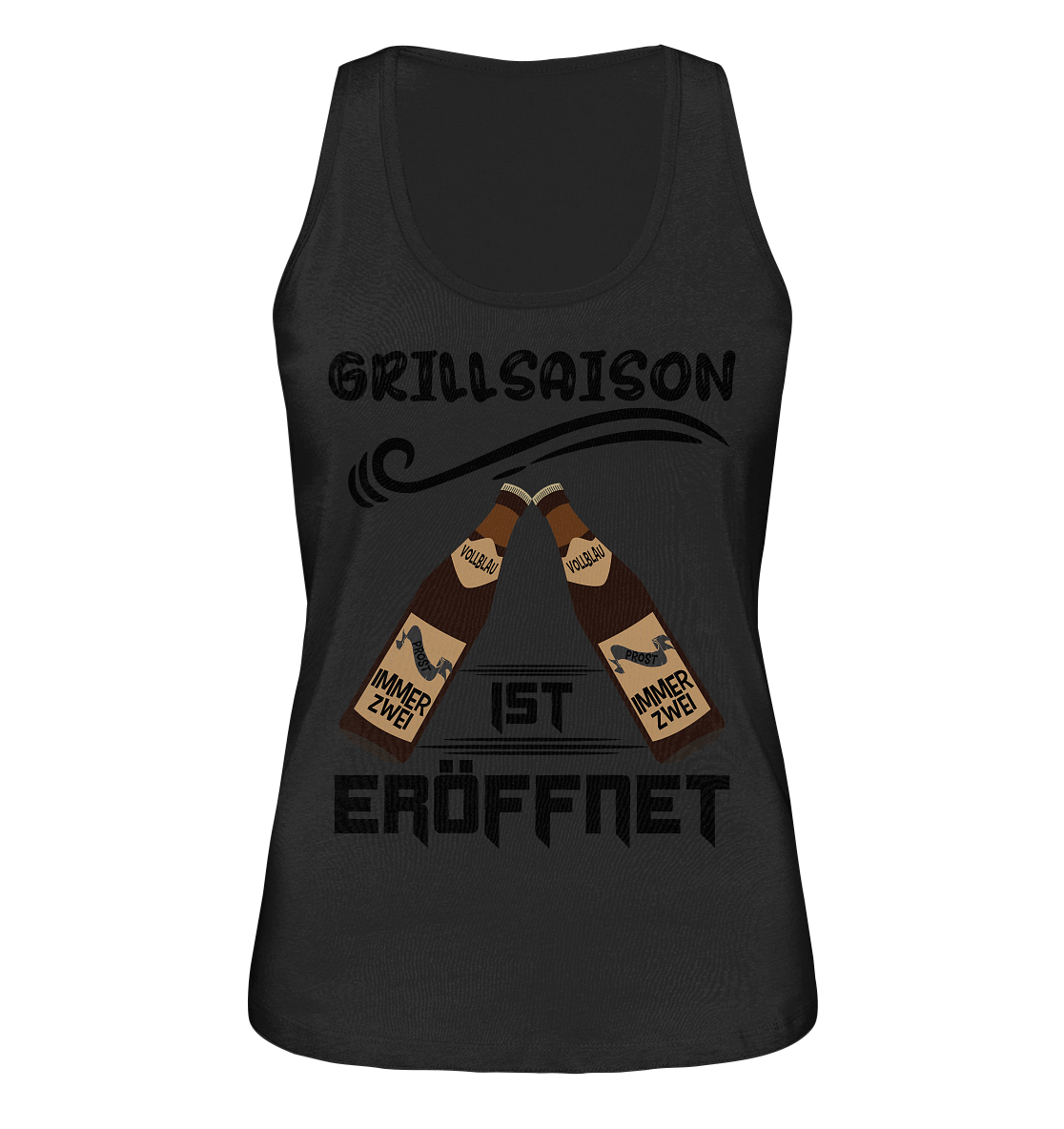 Grillsaison ist eröffnet, Grillen, Party, Feiern, Schwarzes Design - Ladies Organic Tank-Top