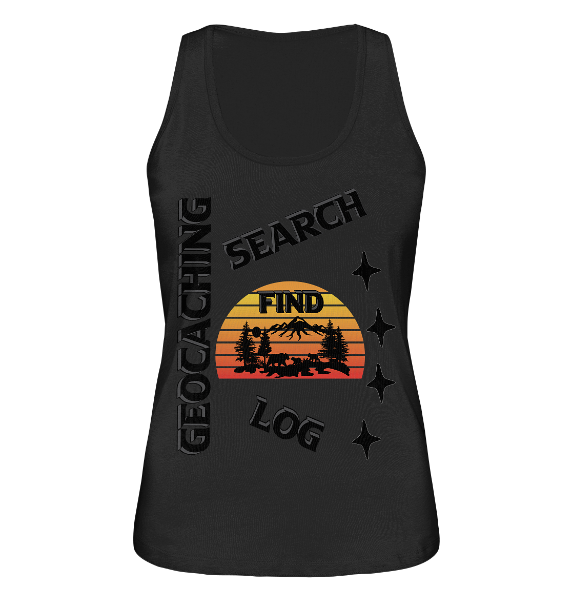 Geocaching, Suchen, Finden und Log, Geocache Schwarzes Design Mounten - Ladies Organic Tank-Top