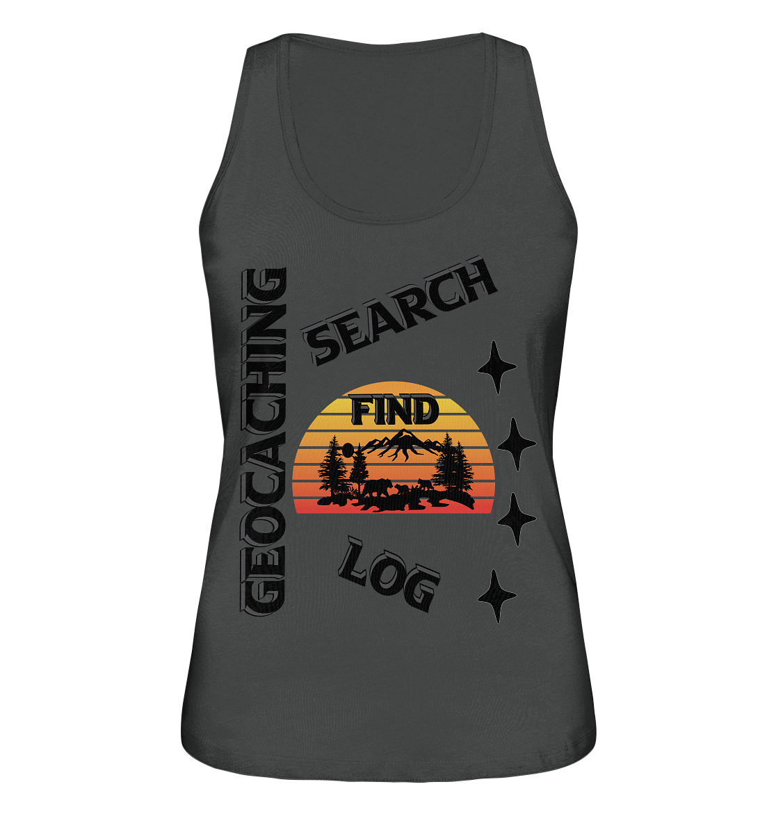 Geocaching, Suchen, Finden und Log, Geocache Schwarzes Design Mounten - Ladies Organic Tank-Top