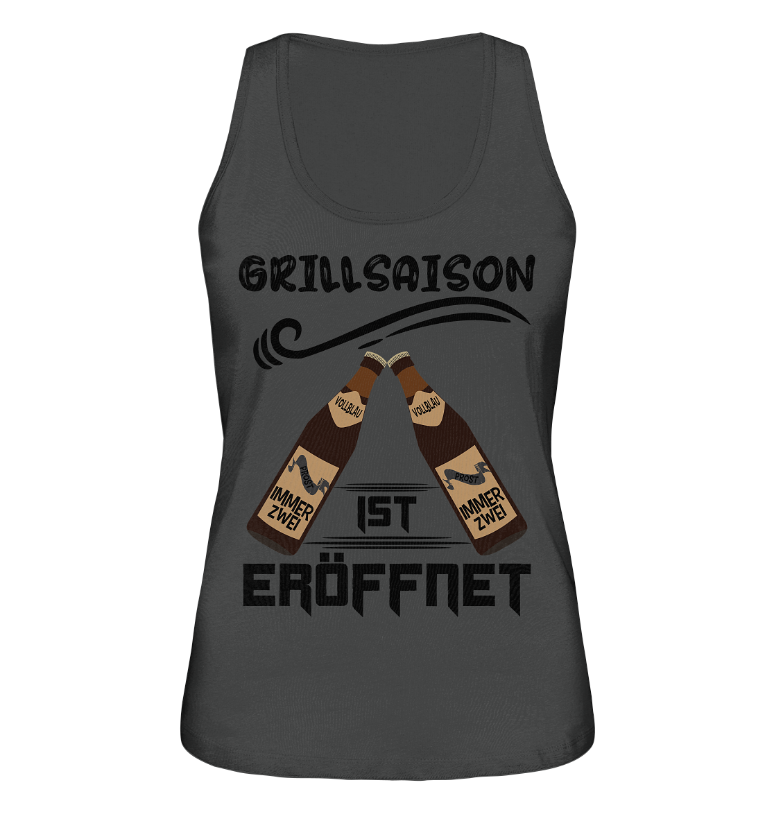 Grillsaison ist eröffnet, Grillen, Party, Feiern, Schwarzes Design - Ladies Organic Tank-Top