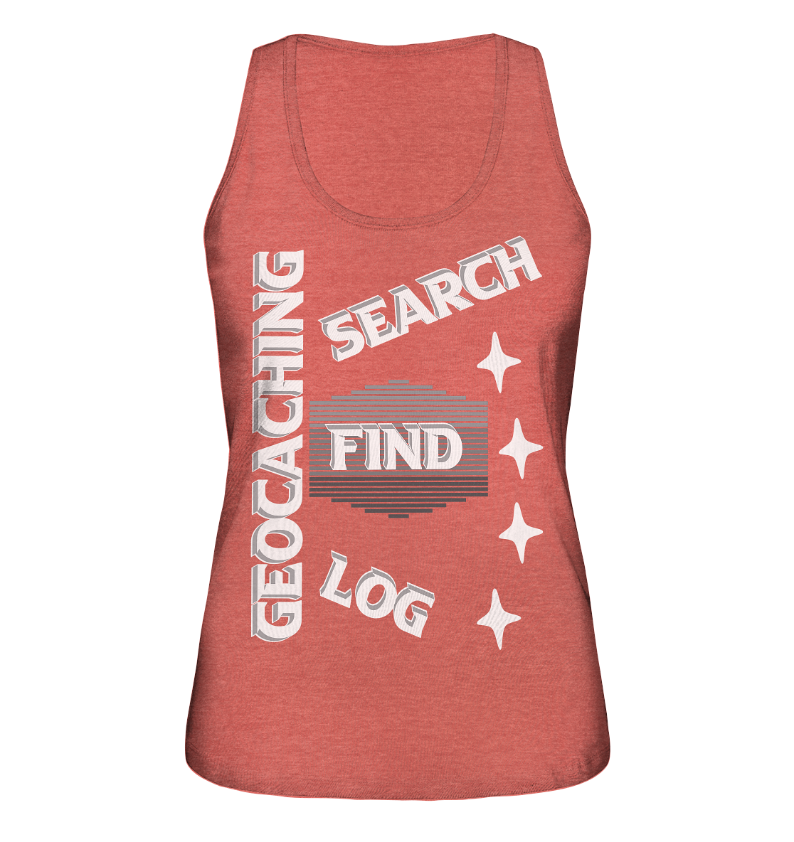 Geocaching-SEARCH-FIND-LOG, Cache Helles Disign Sterne - Ladies Organic Tank-Top