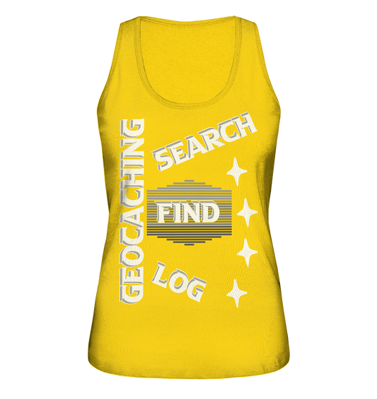 Geocaching-SEARCH-FIND-LOG, Cache Helles Disign Sterne - Ladies Organic Tank-Top