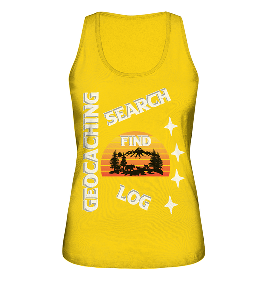 Geocaching-SEARCH-FIND-LOG, Cache Helles Design, Mounten - Ladies Organic Tank-Top