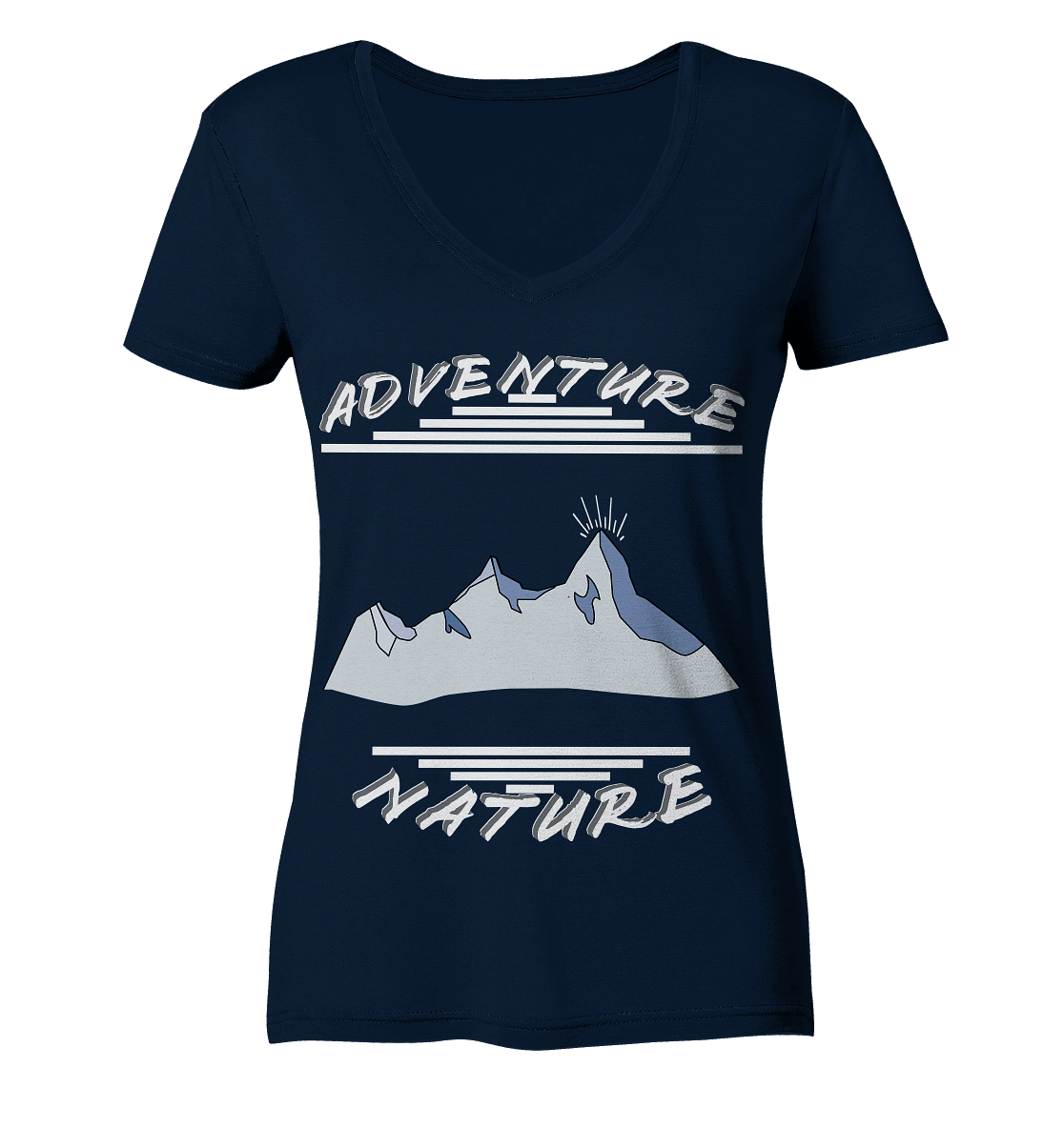 Adventure Nature, Abenteuer Natur, Camping, Geocaching - Ladies Organic V-Neck Shirt