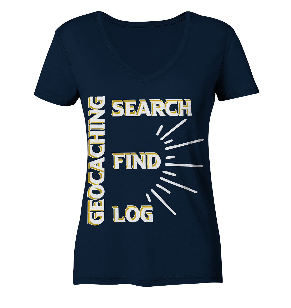 Geocaching-SEARCH-FIND-LOG, Cache Helles Disign - Ladies Organic V-Neck Shirt