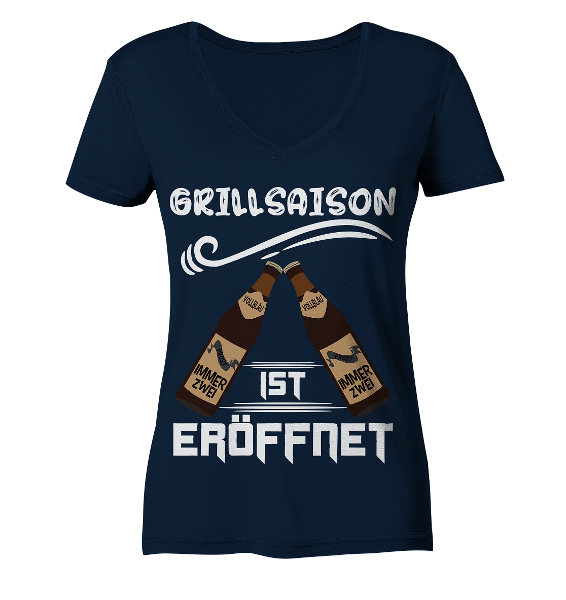 Grillsaison ist eröffnet, Grillen, Party, Feiern, Helles Design - Ladies Organic V-Neck Shirt