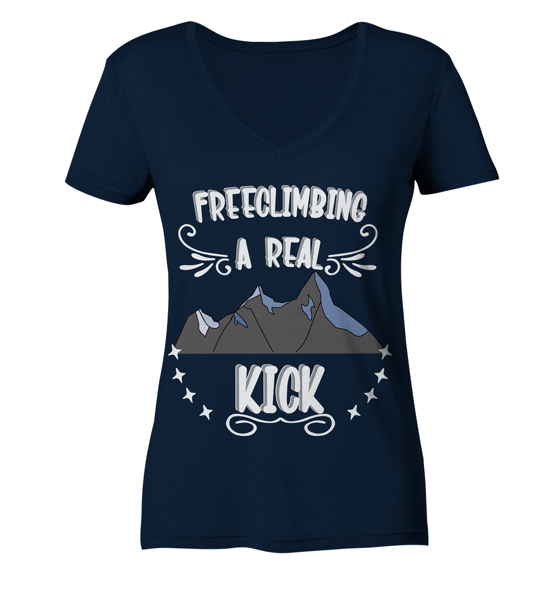 Freeclimbing - a real kick, sportlich & gefährlich - Ladies Organic V-Neck Shirt