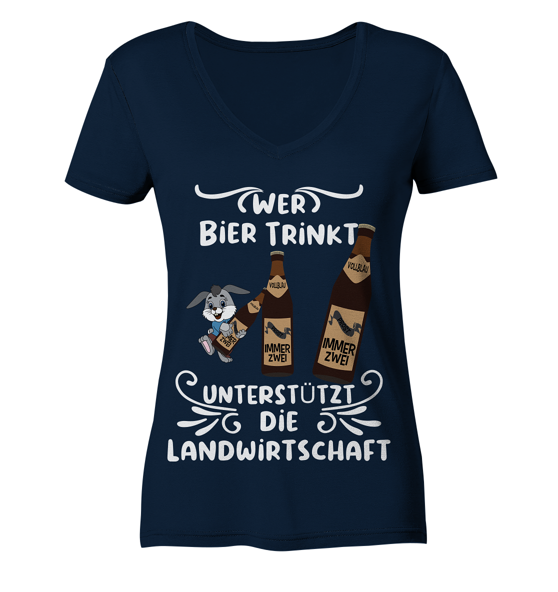 Wer Bier trinkt unterstützt die Landwirtschaft, Party- Shirt - Ladies Organic V-Neck Shirt