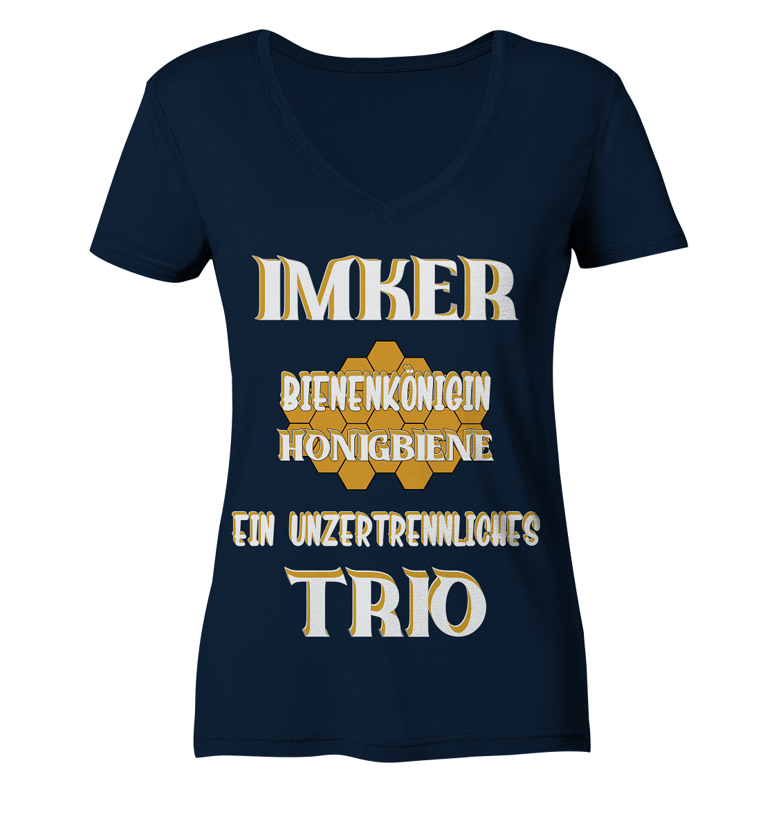 Imker- Bienenkönigin und Honigbiene, einTeam, Pfleger und Schützer von Bienen - Ladies Organic V-Neck Shirt