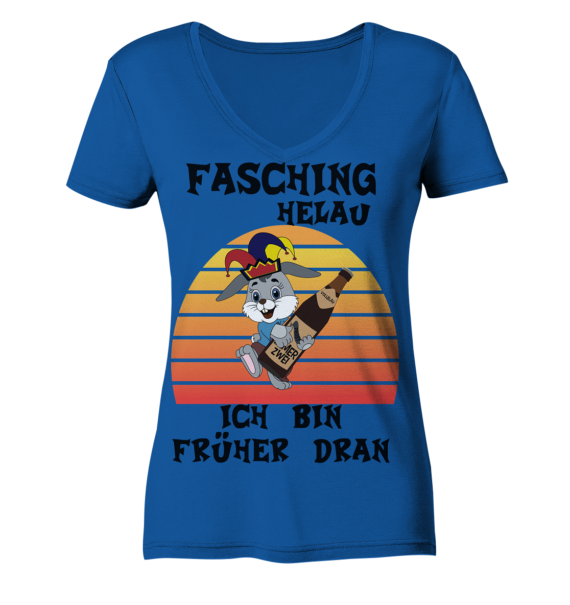 Fasching Helau, Osterhase feiert Karneval, Helau - Ladies Organic V-Neck Shirt