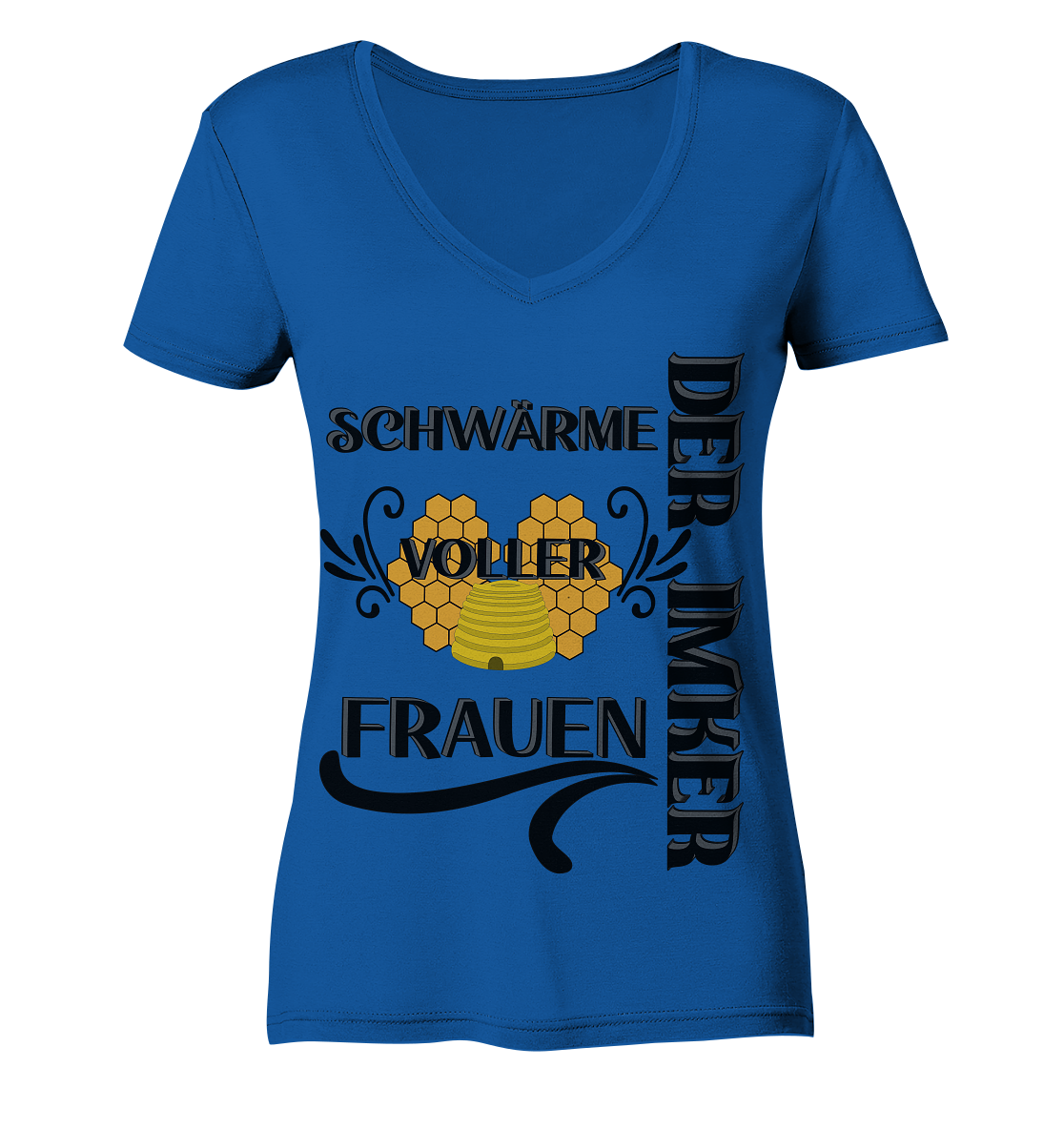 Der Imker, schwärme voller Frauen, Imkerei, Helden, schwarzes Design - Ladies Organic V-Neck Shirt