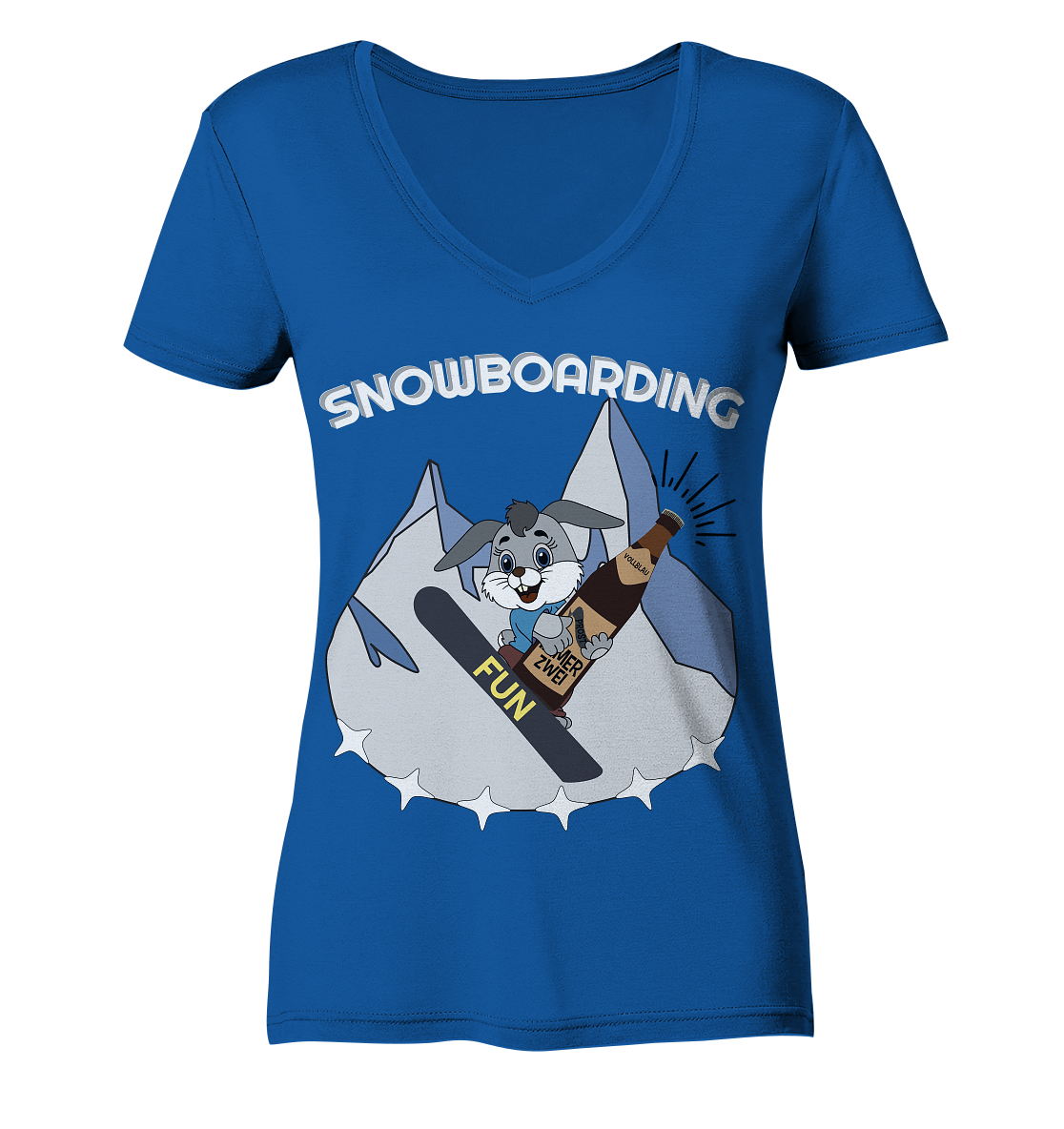 Snowboarder, Apres- Ski, Party danach, Piste, Helles Design - Ladies Organic V-Neck Shirt