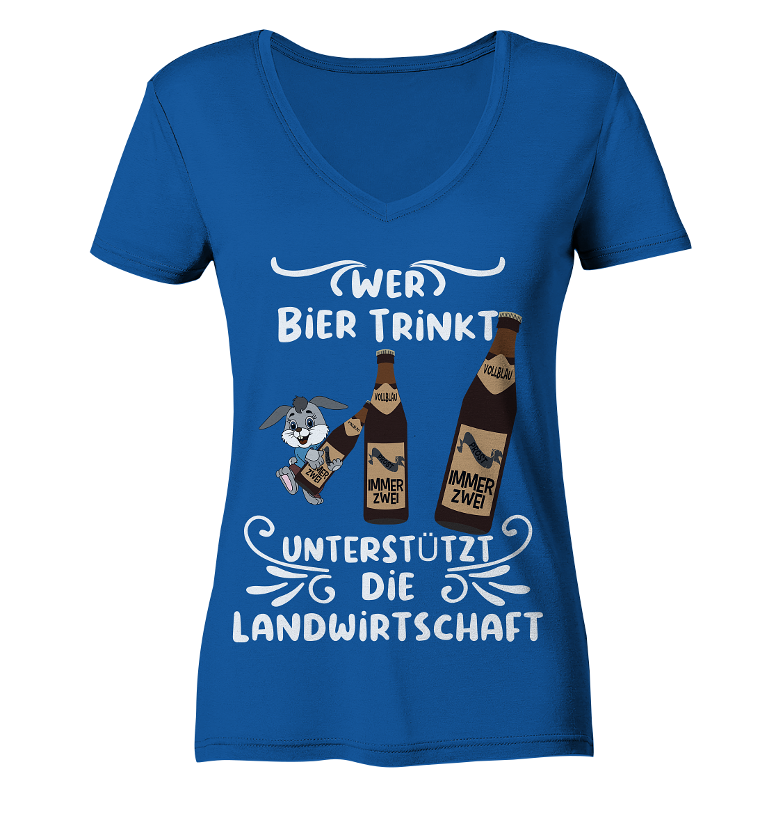 Wer Bier trinkt unterstützt die Landwirtschaft, Party- Shirt - Ladies Organic V-Neck Shirt