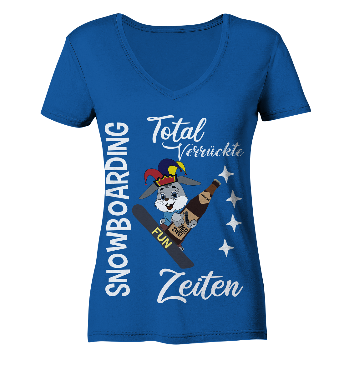 Snowboarding, verrückte Zeiten, Snowboarder, Osterhase - Ladies Organic V-Neck Shirt