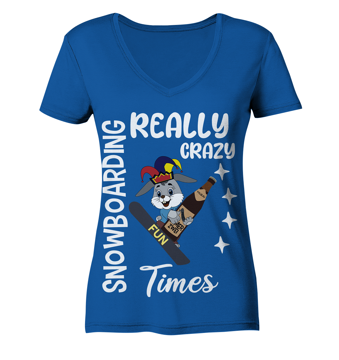 Snowboarding, Crazy Times, Snowboarder, Party - Ladies Organic V-Neck Shirt