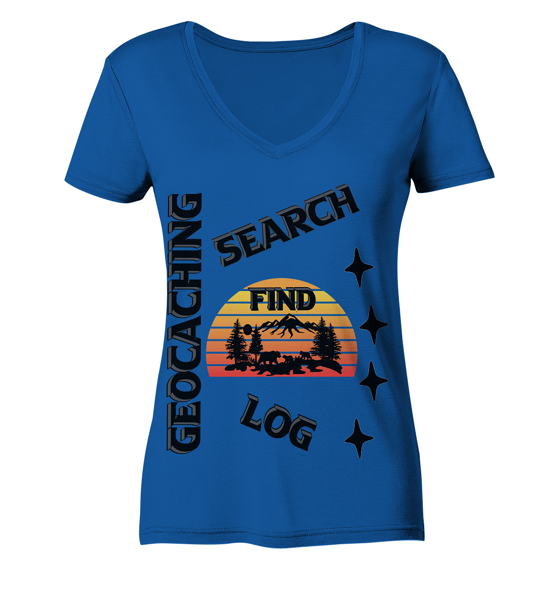 Geocaching, Suchen, Finden und Log, Geocache Schwarzes Design Mounten - Ladies Organic V-Neck Shirt