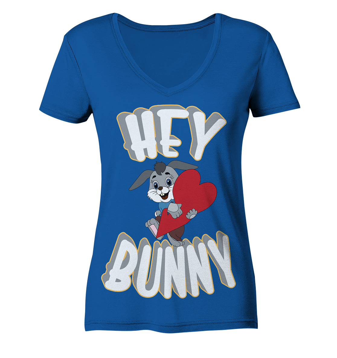 Hey Bunny, Valentine, Valentinstag am 14. Februar, Geschenkideen - Ladies Organic V-Neck Shirt