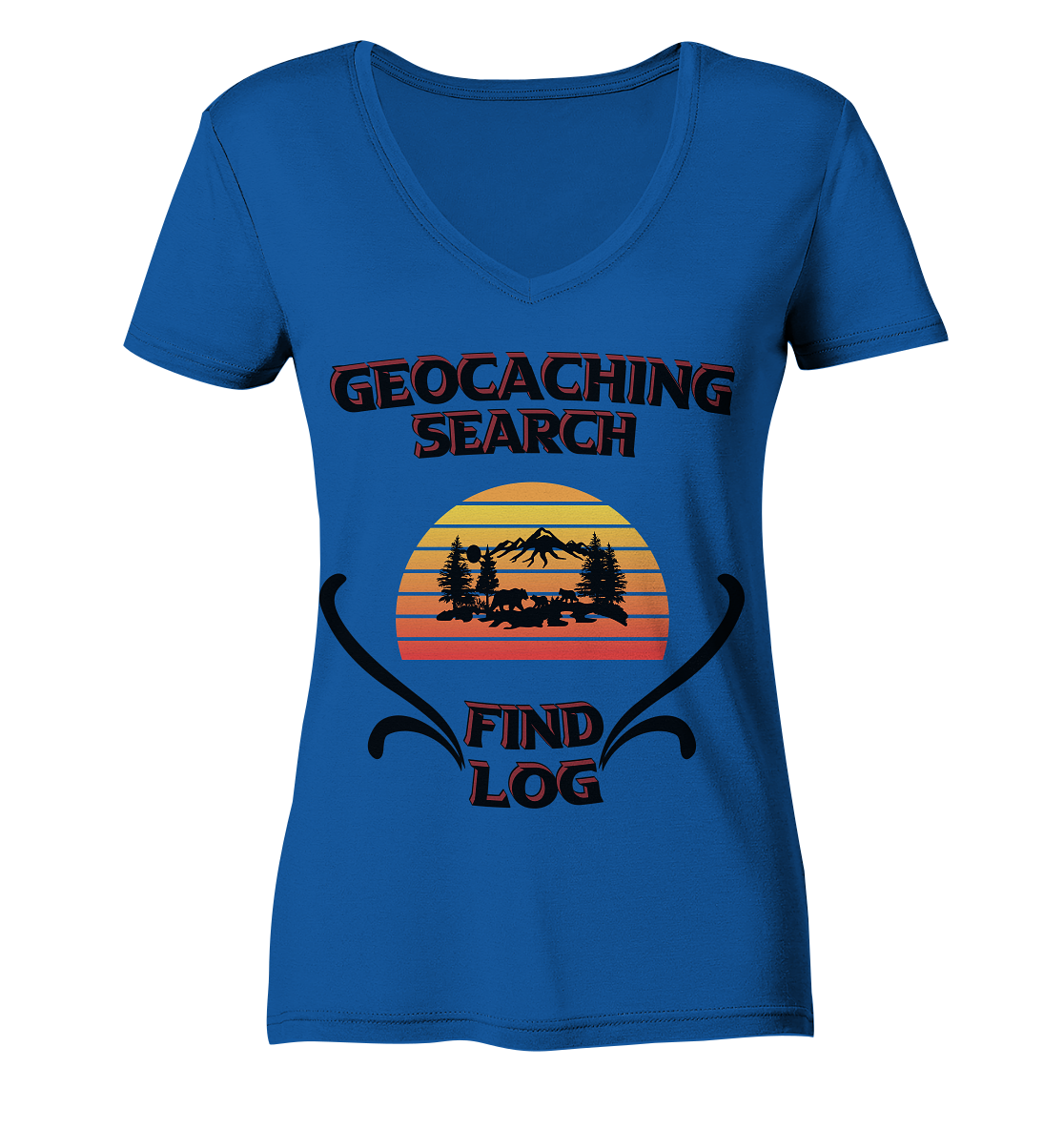 Geocaching, Suchen, Finden und Log, Geocaches - Ladies Organic V-Neck Shirt