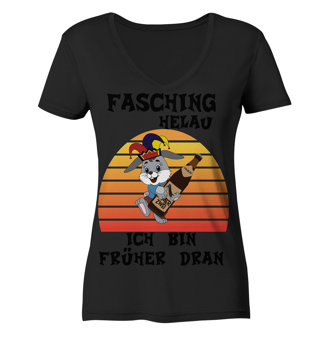 Fasching Helau, Osterhase feiert Karneval, Helau - Ladies Organic V-Neck Shirt