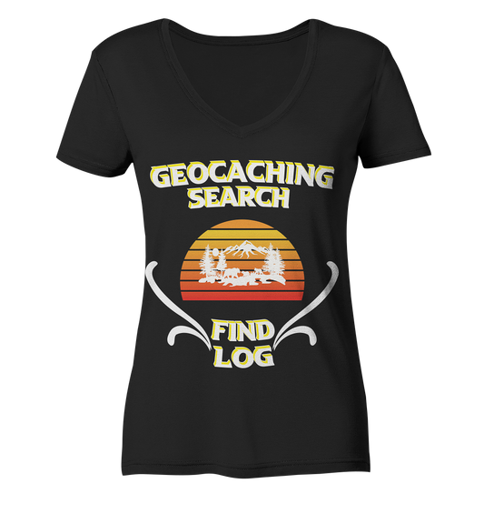 Geocaching, Suchen, Finden und Log, Geocache - Ladies Organic V-Neck Shirt