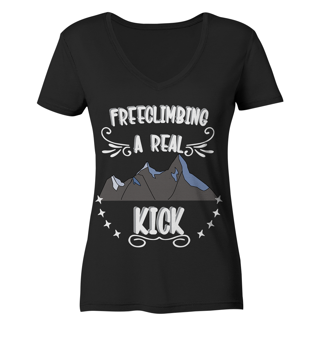 Freeclimbing - a real kick, sportlich & gefährlich - Ladies Organic V-Neck Shirt