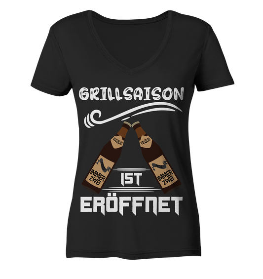 Grillsaison ist eröffnet, Grillen, Party, Feiern, Helles Design - Ladies Organic V-Neck Shirt