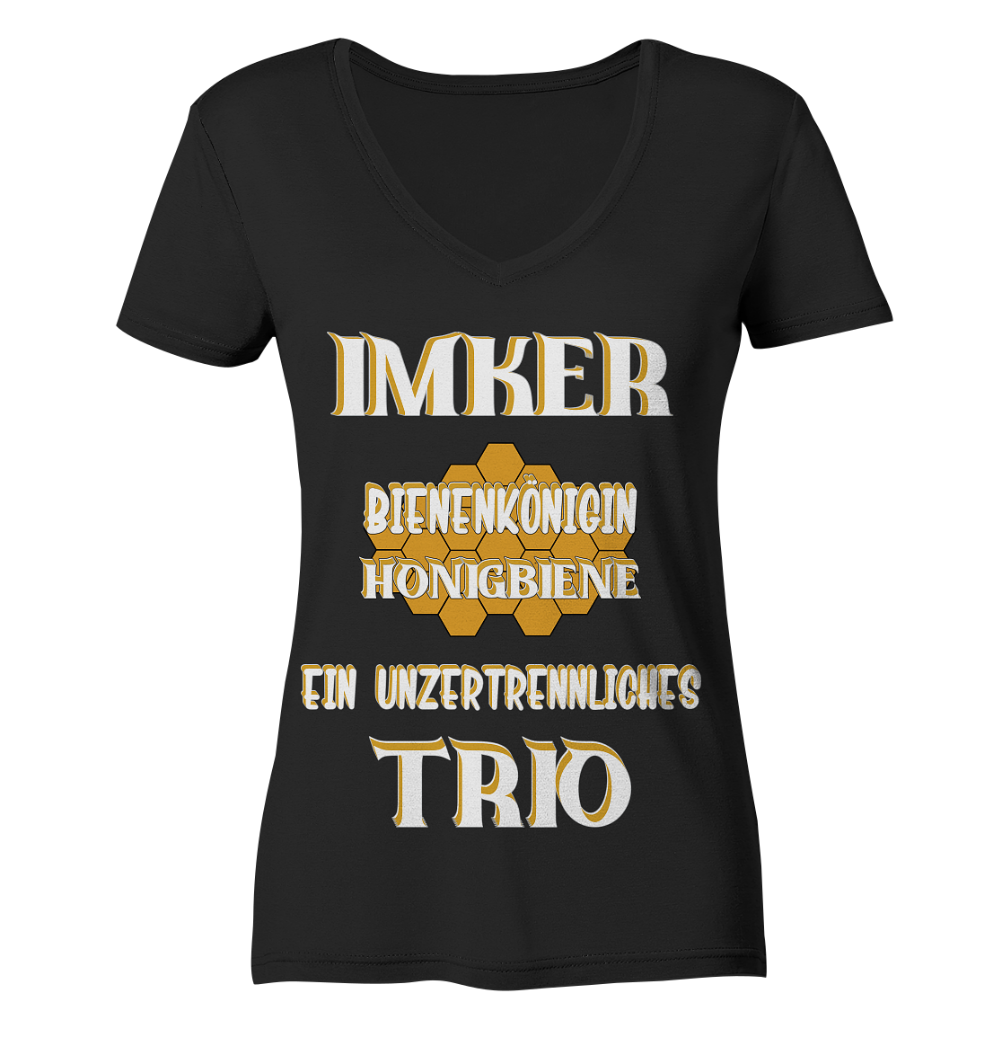 Imker- Bienenkönigin und Honigbiene, einTeam, Pfleger und Schützer von Bienen - Ladies Organic V-Neck Shirt