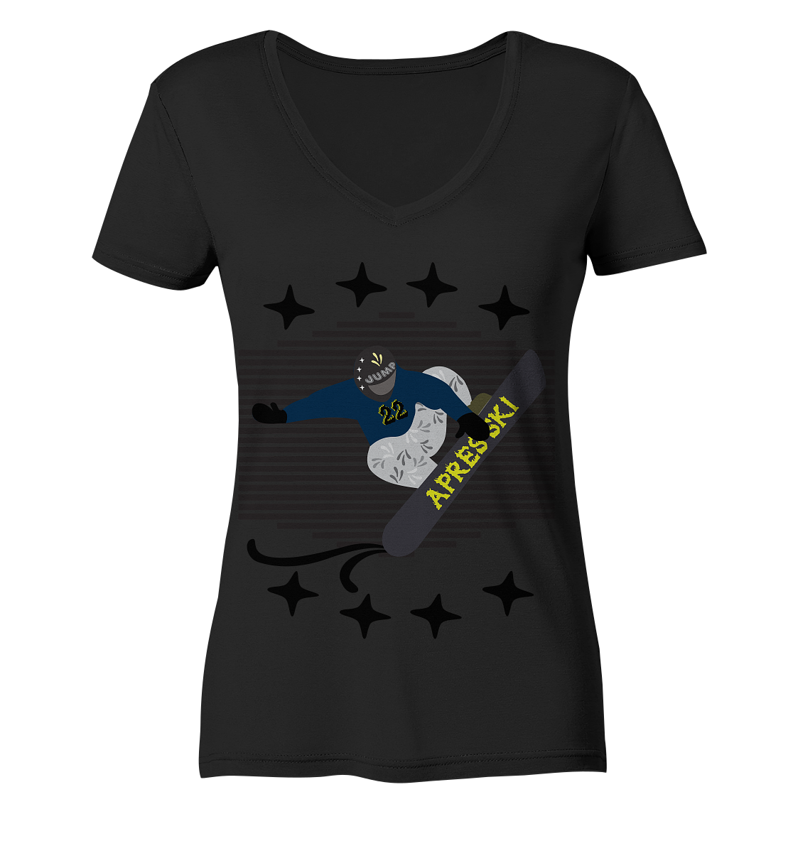 Snowboarding, Apres- Ski, Snowboard, - Ladies Organic V-Neck Shirt