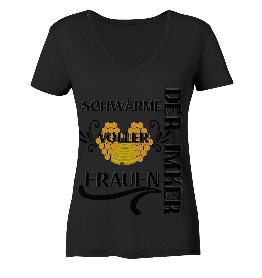 Der Imker, schwärme voller Frauen, Imkerei, Helden, schwarzes Design - Ladies Organic V-Neck Shirt