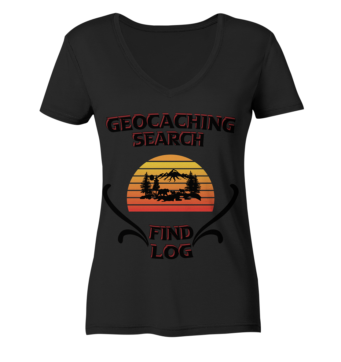 Geocaching, Suchen, Finden und Log, Geocaches - Ladies Organic V-Neck Shirt