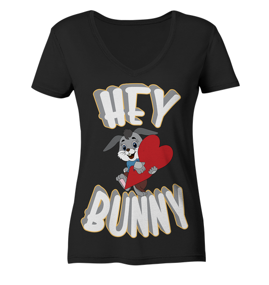 Hey Bunny, Valentine, Valentinstag am 14. Februar, Geschenkideen - Ladies Organic V-Neck Shirt