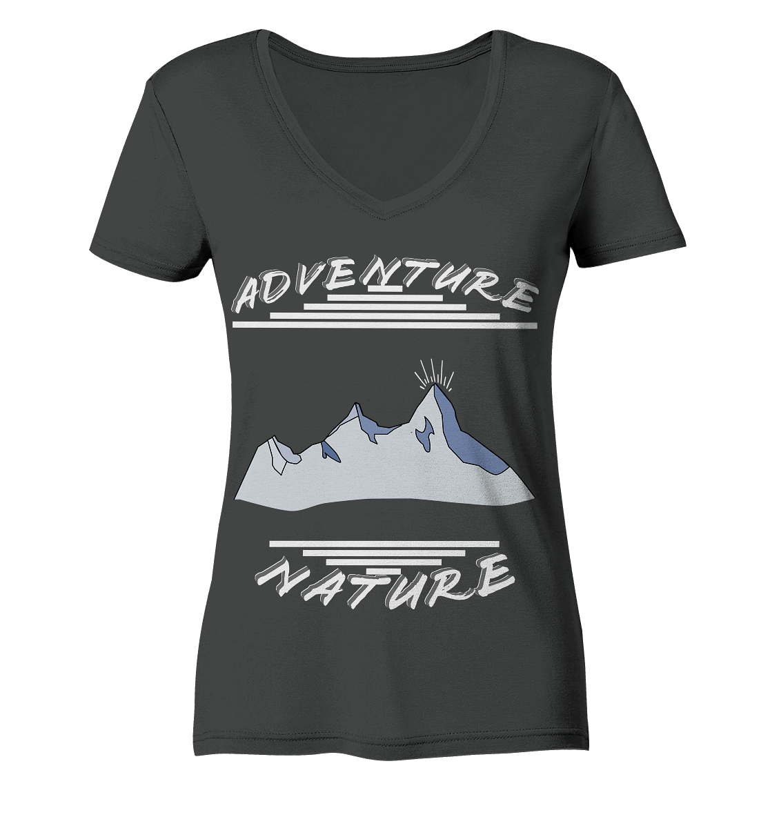 Adventure Nature, Abenteuer Natur, Camping, Geocaching - Ladies Organic V-Neck Shirt