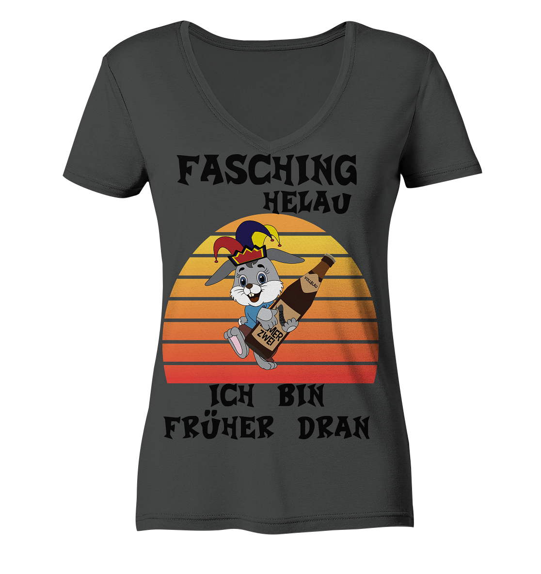 Fasching Helau, Osterhase feiert Karneval, Helau - Ladies Organic V-Neck Shirt