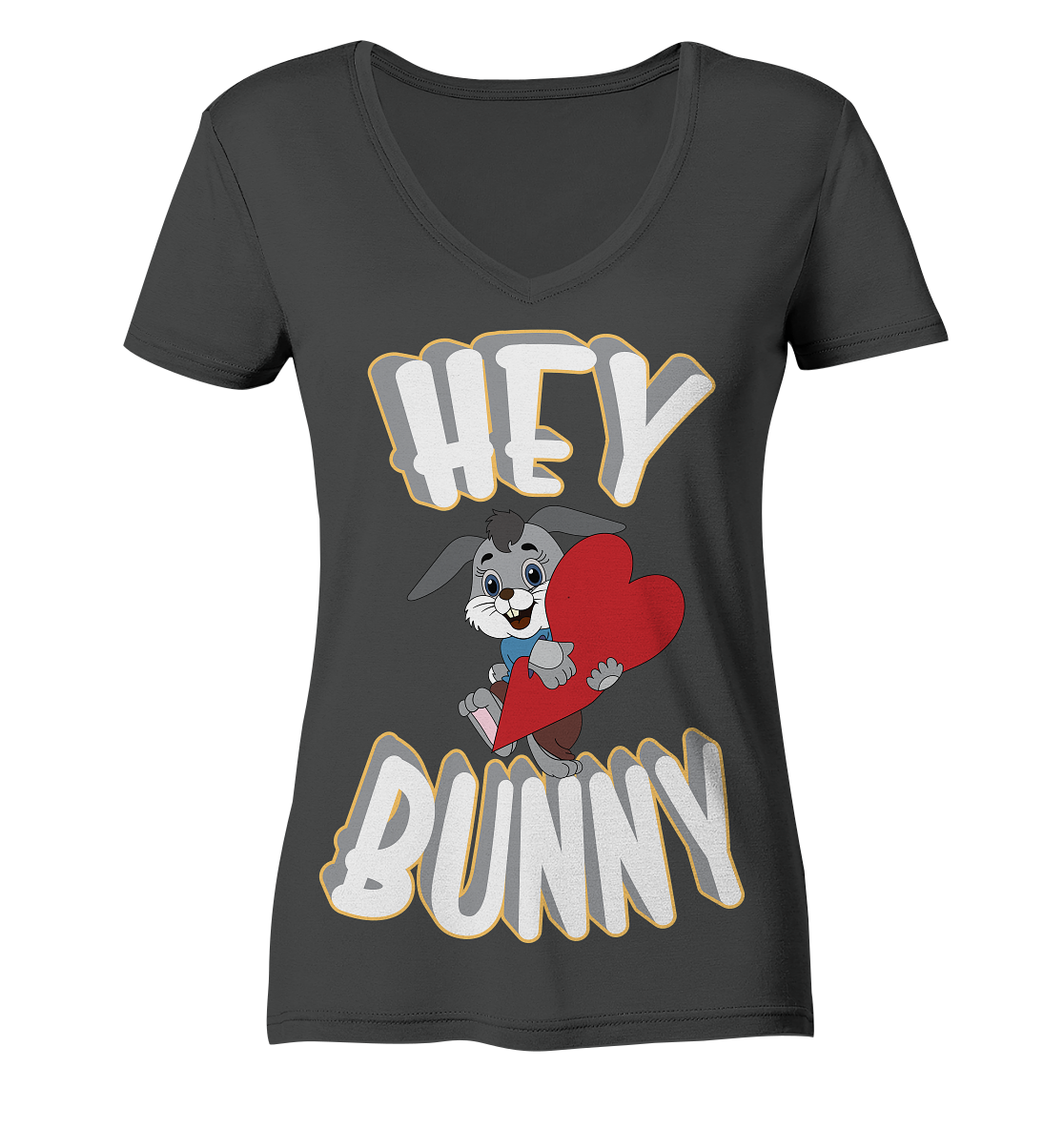 Hey Bunny, Valentine, Valentinstag am 14. Februar, Geschenkideen - Ladies Organic V-Neck Shirt