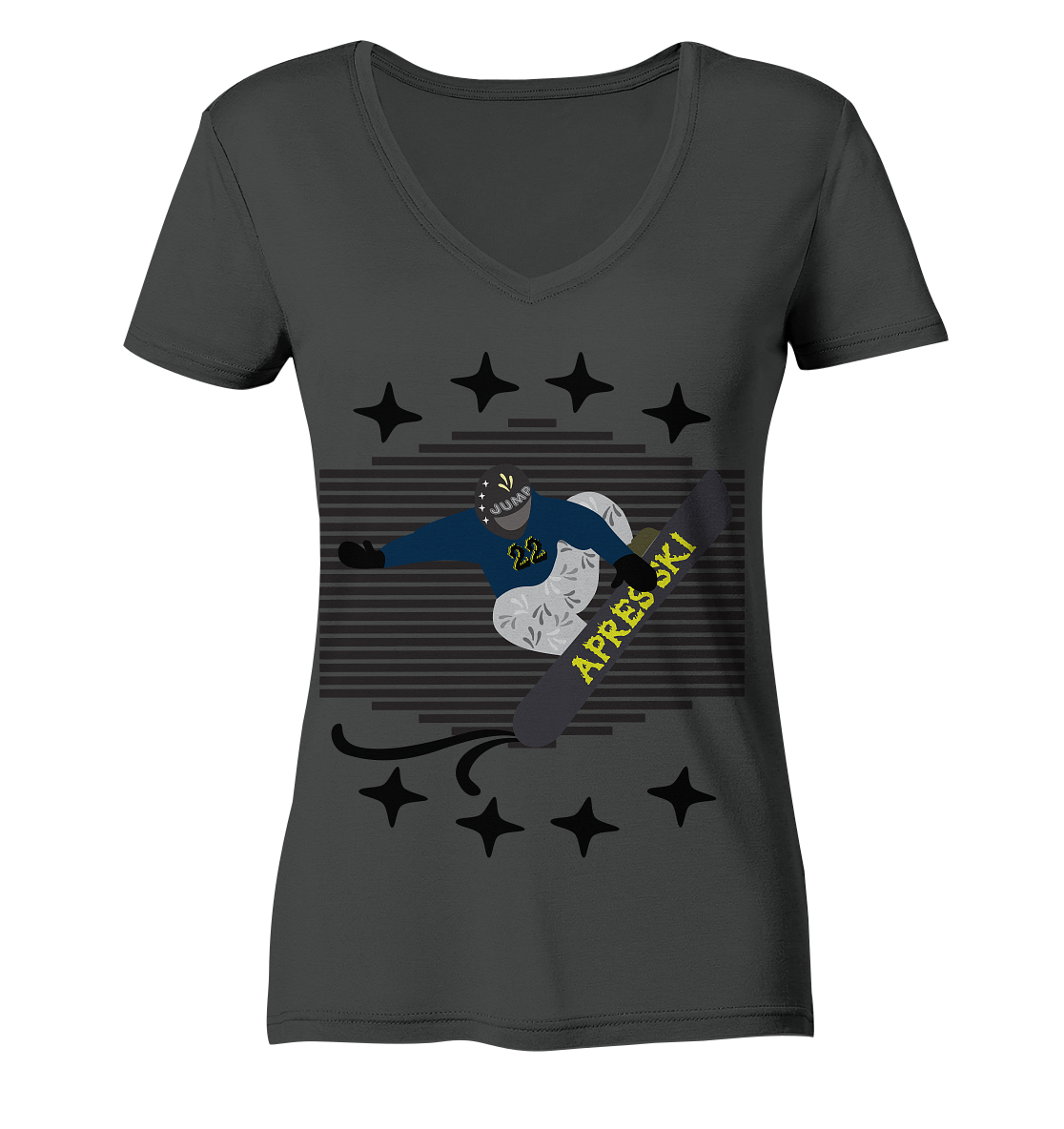 Snowboarding, Apres- Ski, Snowboard, - Ladies Organic V-Neck Shirt