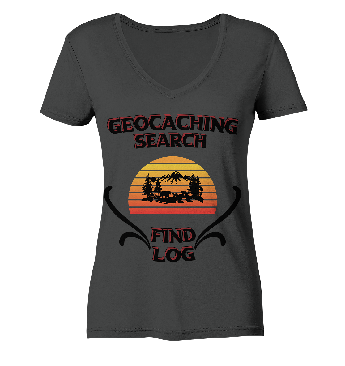 Geocaching, Suchen, Finden und Log, Geocaches - Ladies Organic V-Neck Shirt