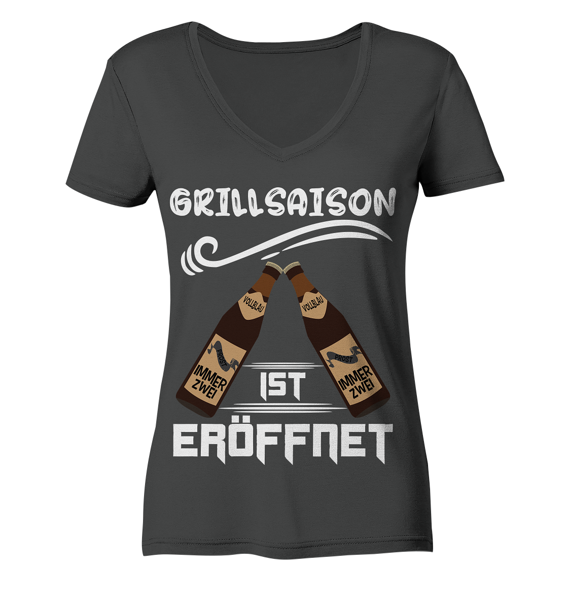 Grillsaison ist eröffnet, Grillen, Party, Feiern, Helles Design - Ladies Organic V-Neck Shirt