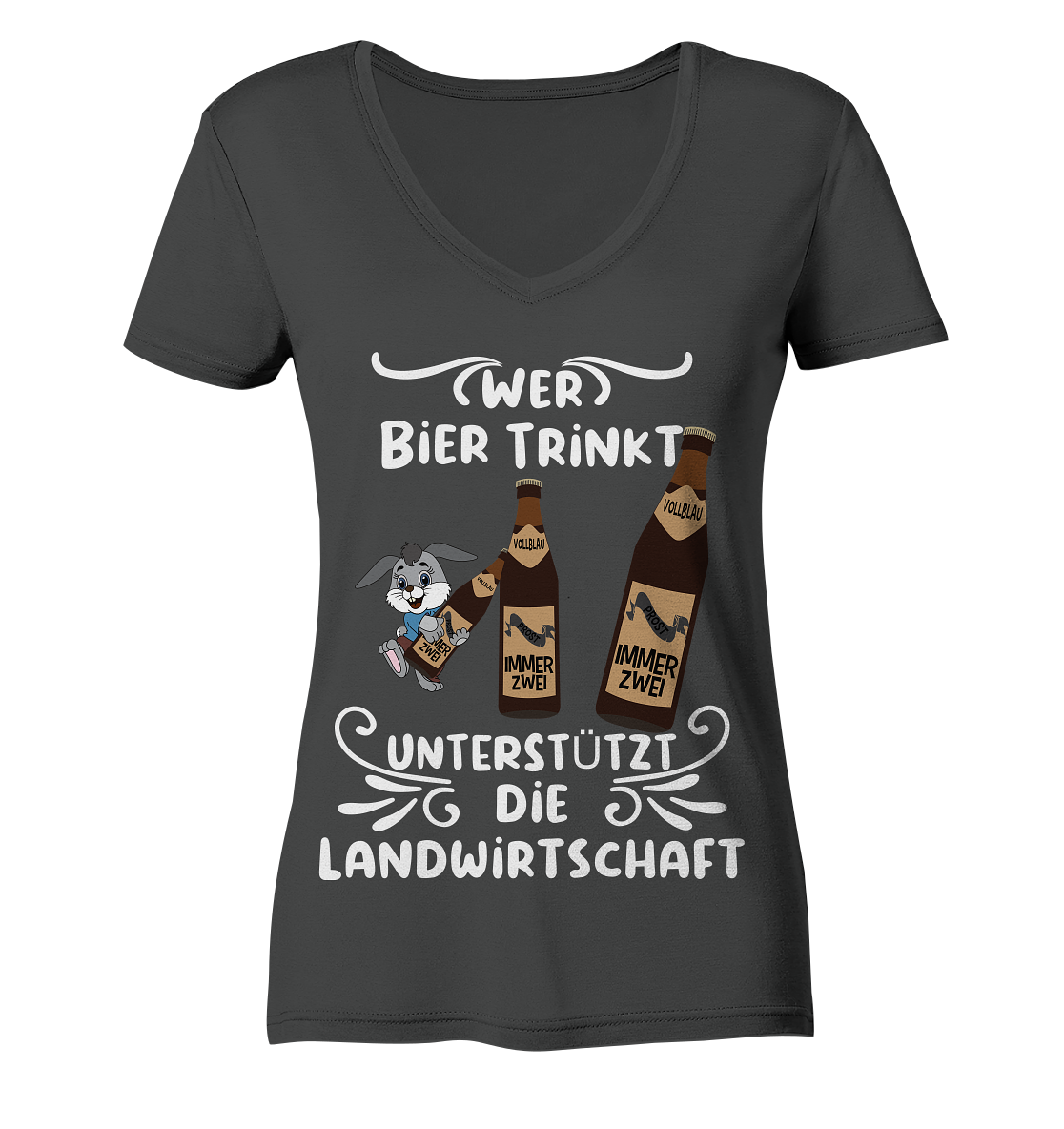 Wer Bier trinkt unterstützt die Landwirtschaft, Party- Shirt - Ladies Organic V-Neck Shirt