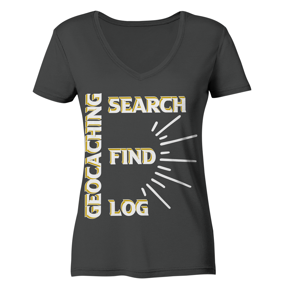 Geocaching-SEARCH-FIND-LOG, Cache Helles Disign - Ladies Organic V-Neck Shirt