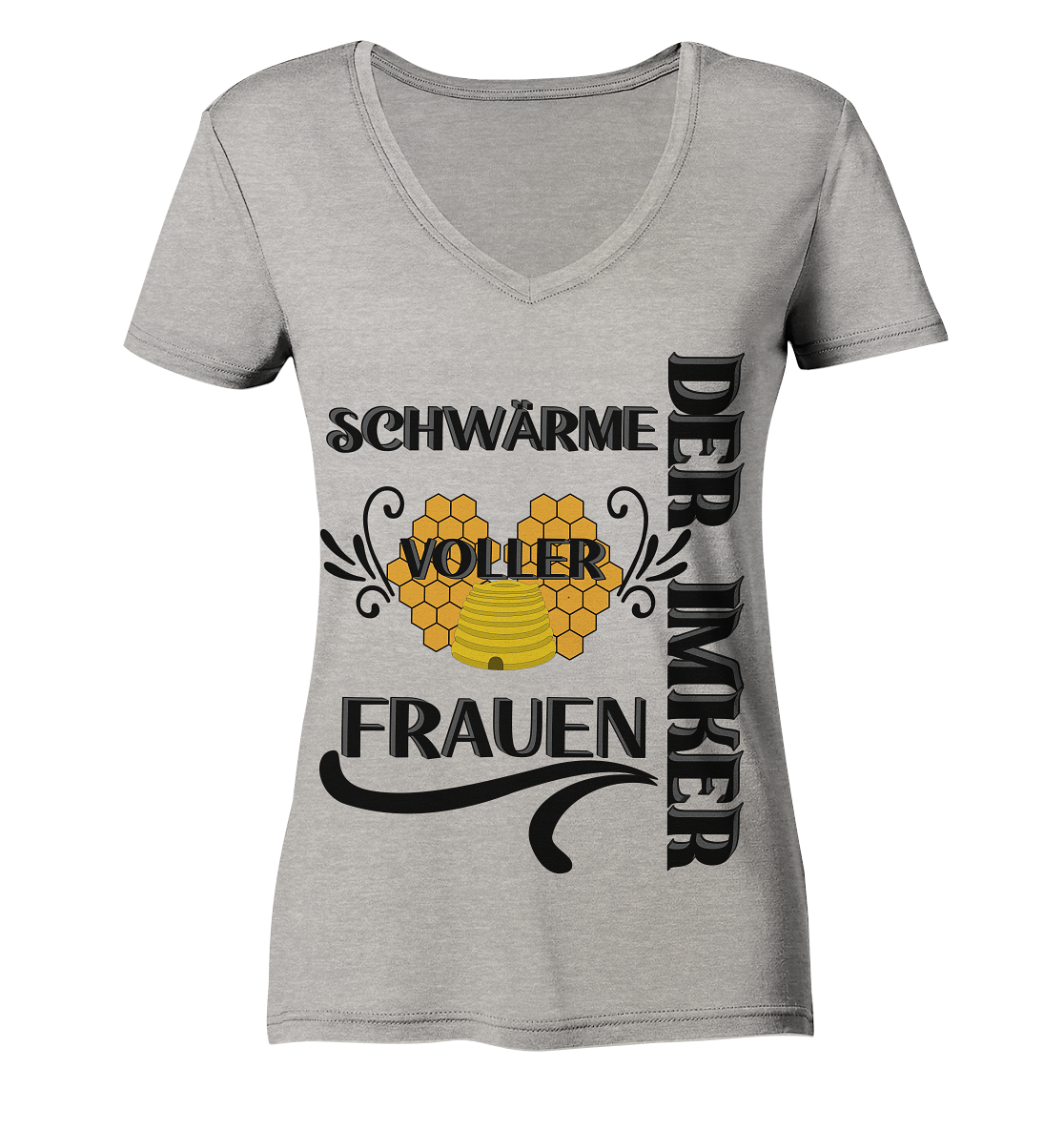 Der Imker, schwärme voller Frauen, Imkerei, Helden, schwarzes Design - Ladies Organic V-Neck Shirt