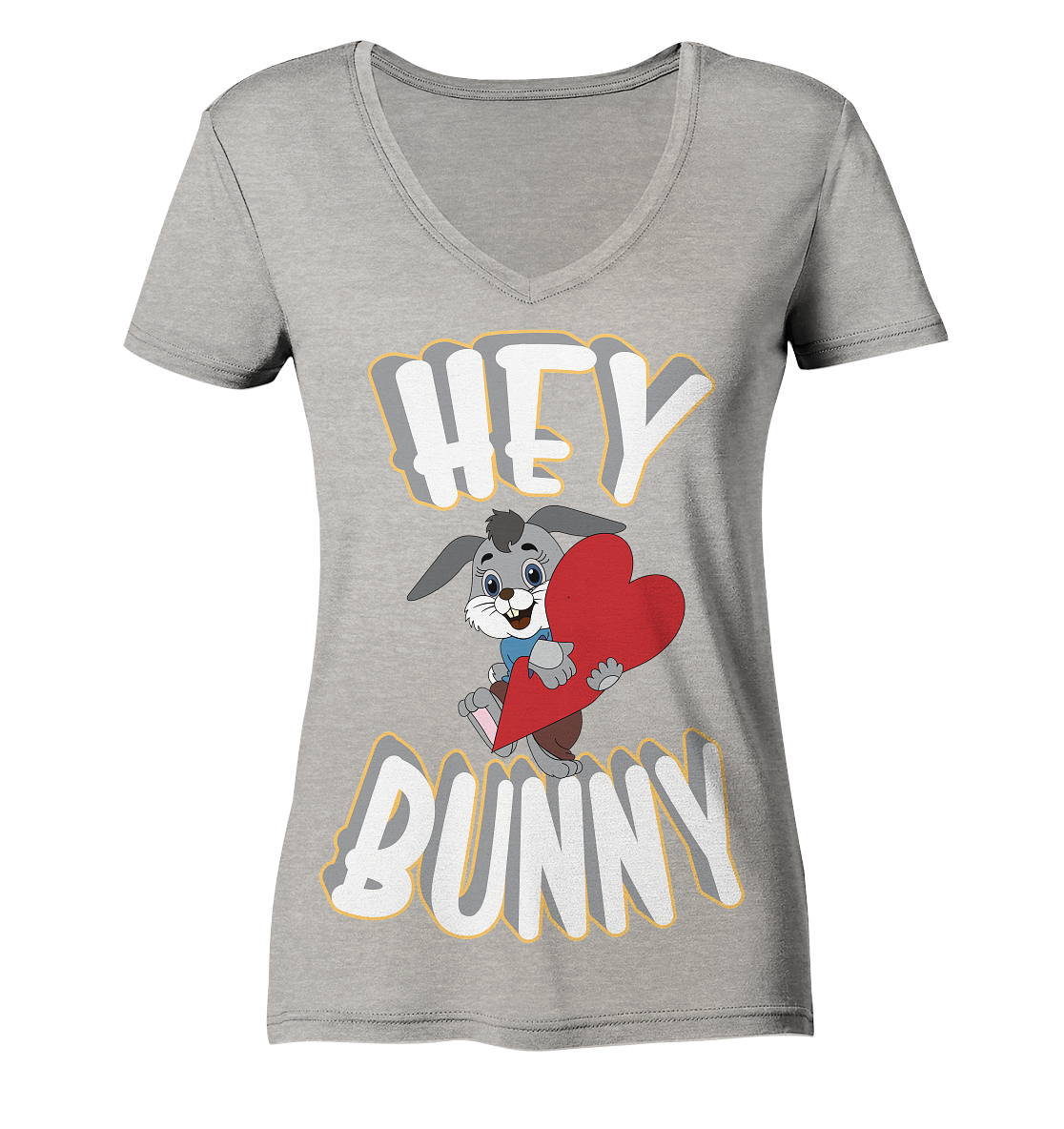 Hey Bunny, Valentine, Valentinstag am 14. Februar, Geschenkideen - Ladies Organic V-Neck Shirt