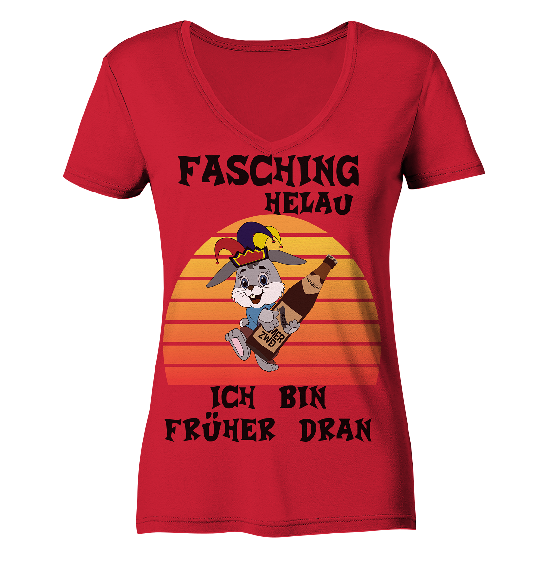 Fasching Helau, Osterhase feiert Karneval, Helau - Ladies Organic V-Neck Shirt