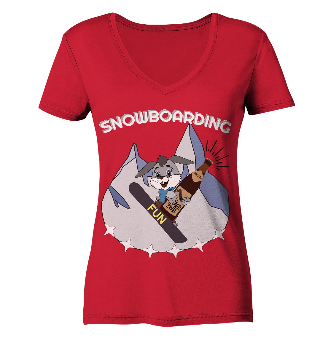 Snowboarder, Apres- Ski, Party danach, Piste, Helles Design - Ladies Organic V-Neck Shirt