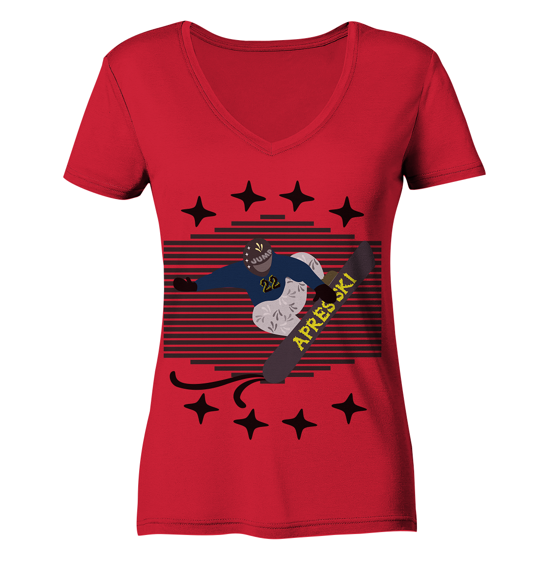 Snowboarding, Apres- Ski, Snowboard, - Ladies Organic V-Neck Shirt