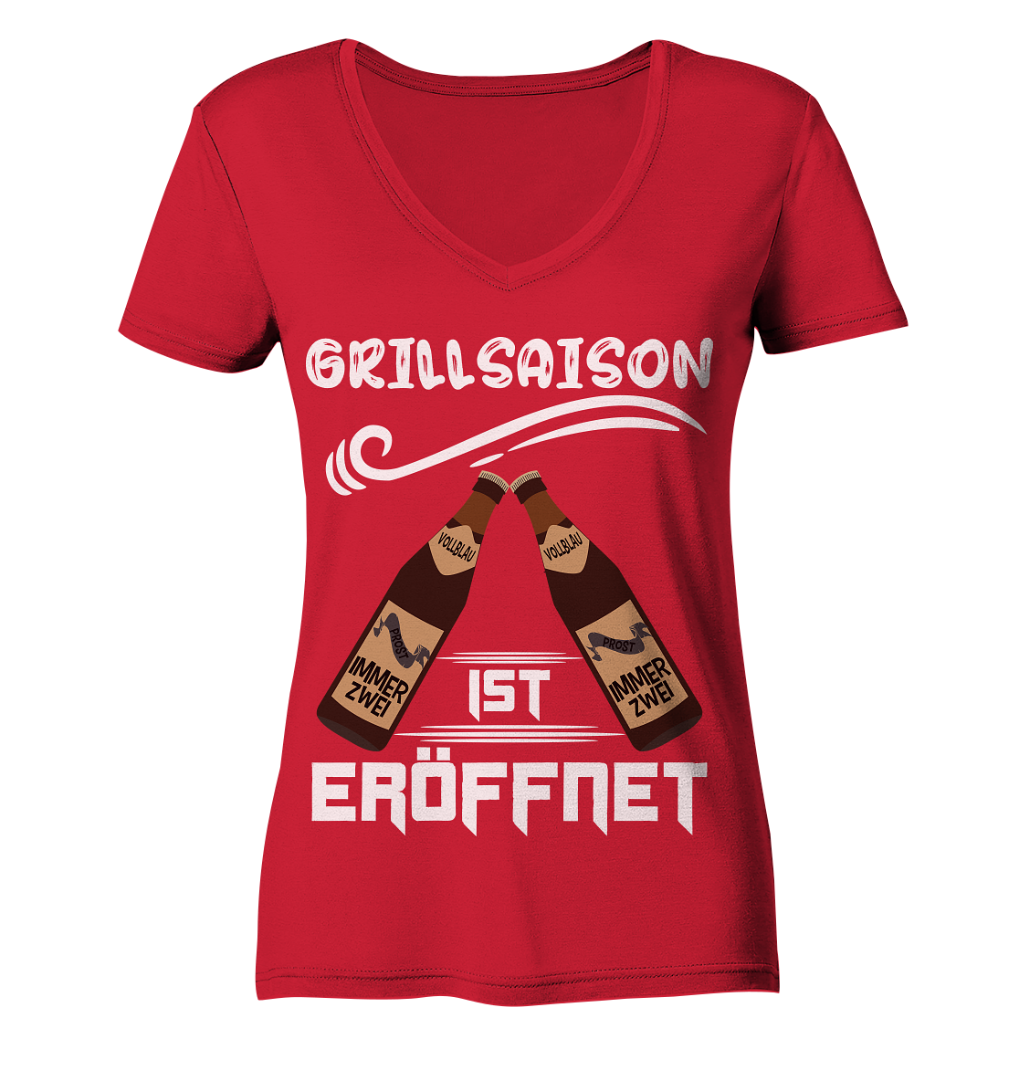 Grillsaison ist eröffnet, Grillen, Party, Feiern, Helles Design - Ladies Organic V-Neck Shirt