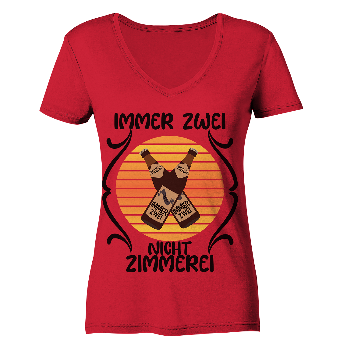 Immer Zwei, Nicht Zimmerei, witziges für den Alltag - Ladies Organic V-Neck Shirt