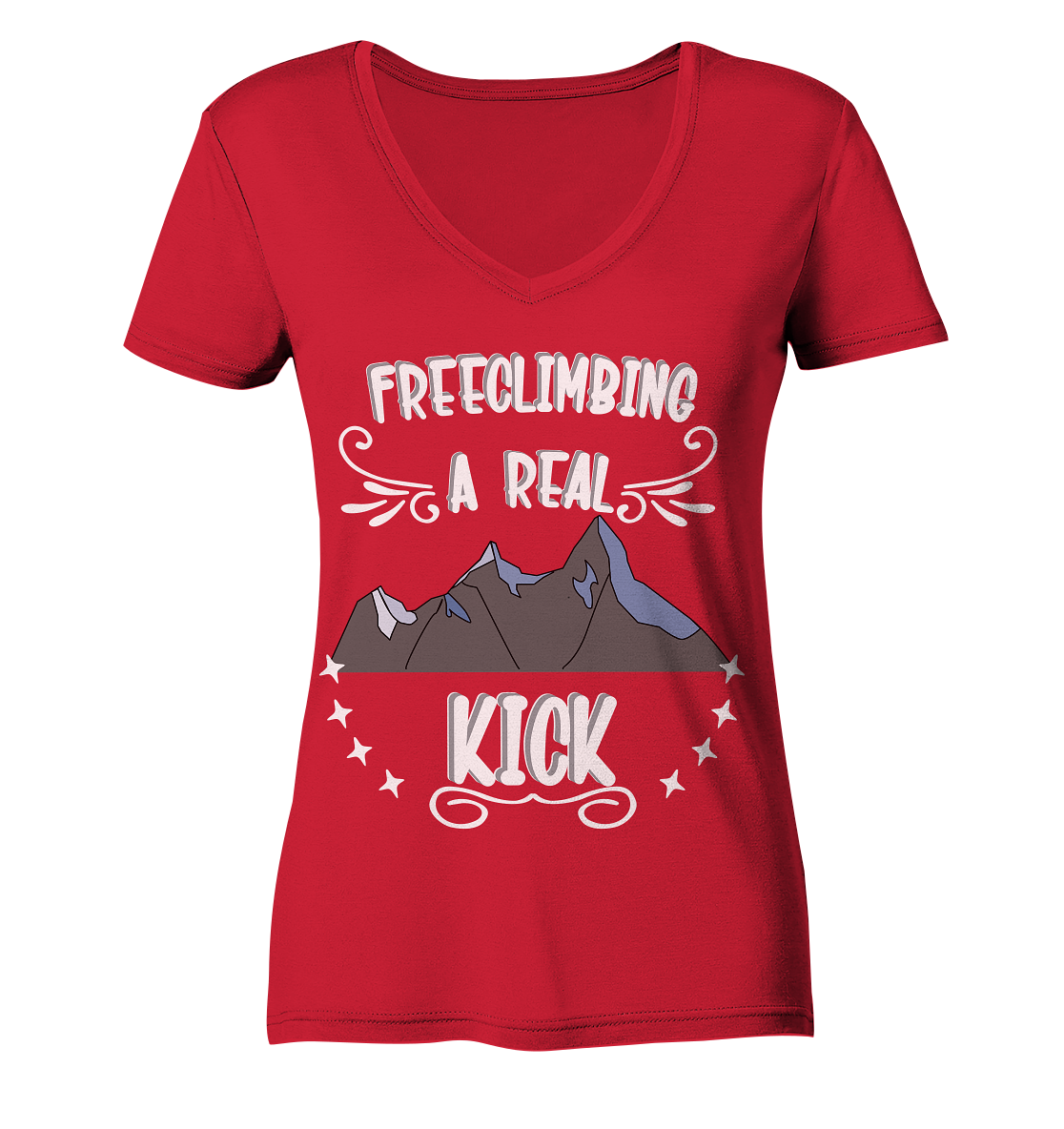 Freeclimbing - a real kick, sportlich & gefährlich - Ladies Organic V-Neck Shirt