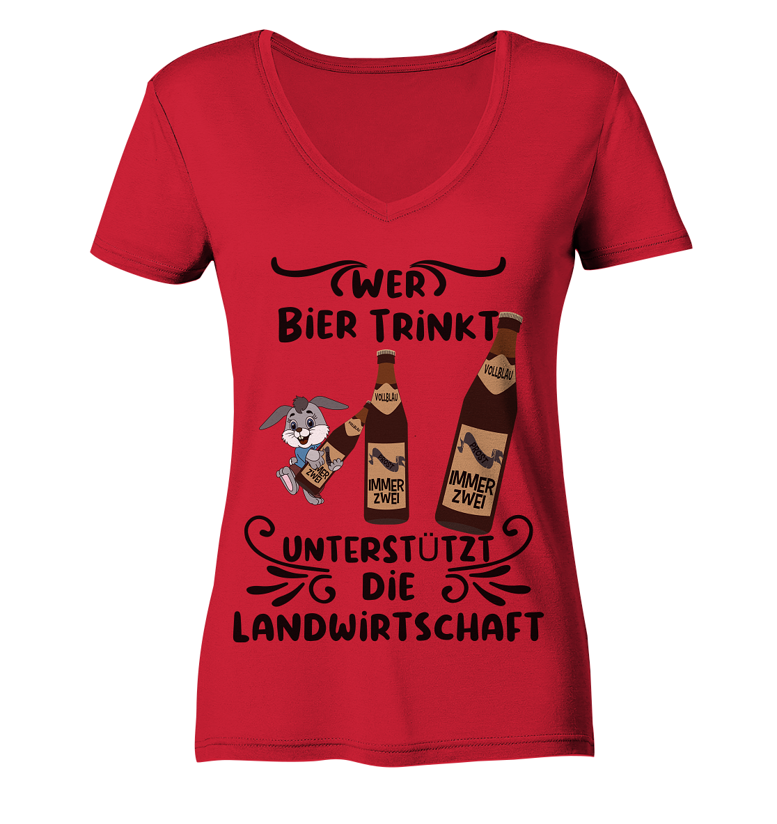 Wer Bier trinkt, Landwirtschaft unterstützen, Party - Ladies Organic V-Neck Shirt