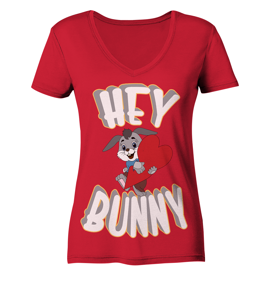 Hey Bunny, Valentine, Valentinstag am 14. Februar, Geschenkideen - Ladies Organic V-Neck Shirt