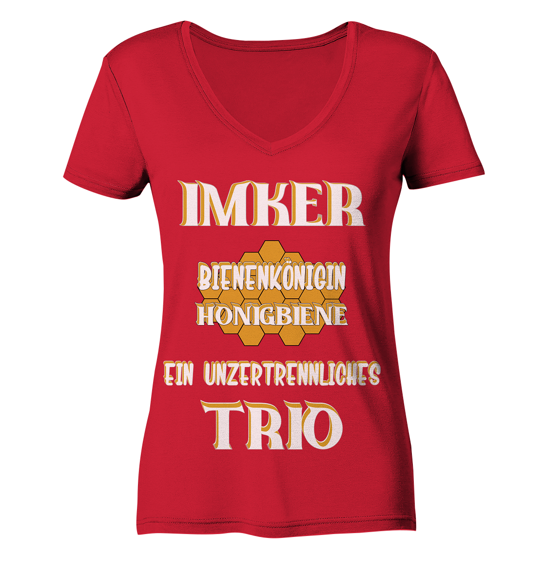 Imker- Bienenkönigin und Honigbiene, einTeam, Pfleger und Schützer von Bienen - Ladies Organic V-Neck Shirt